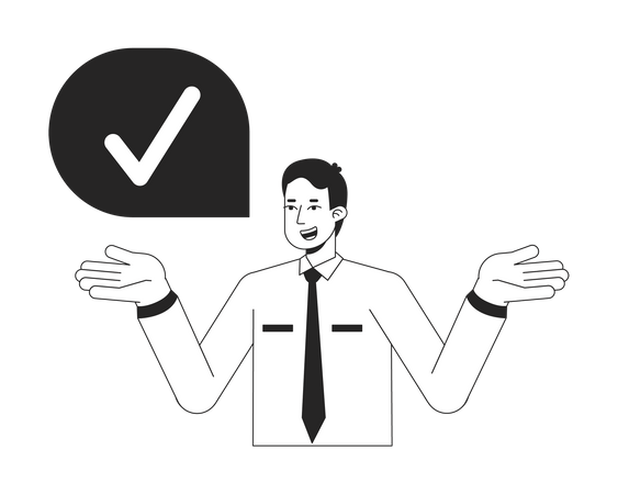 Office man with yes checkmark  Illustration