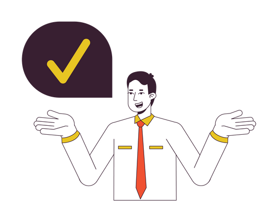 Office man with yes checkmark  Illustration