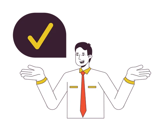 Office man with yes checkmark  Illustration