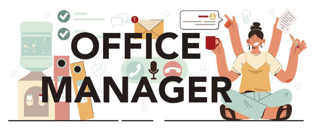 Office manager working at coworking space  Illustration