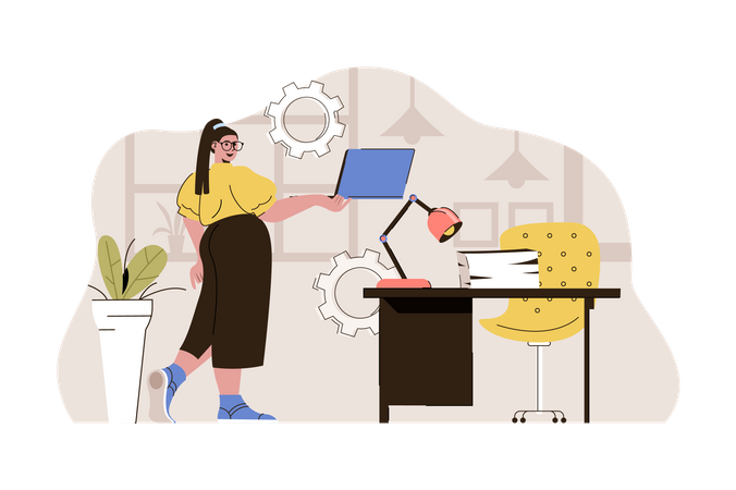 Office manager working from home Illustration