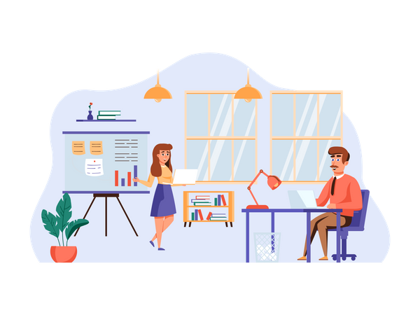 Office managers working in office  Illustration