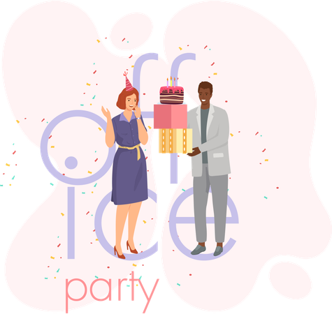 Office party arranged for senior employee  Illustration