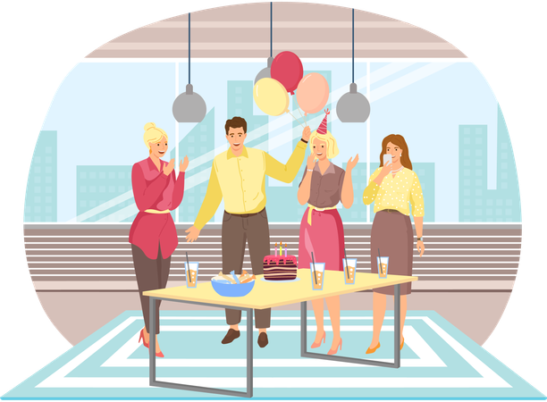 Office people having fun in party  Illustration