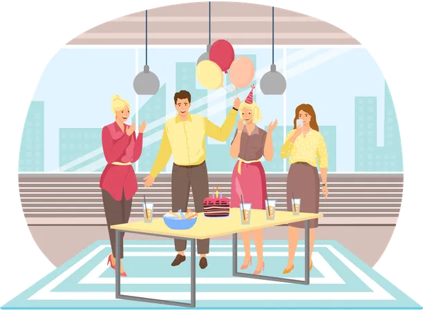 Office people having fun in party  Illustration