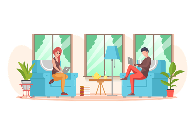 Office people work according to their mood in remote work  Illustration