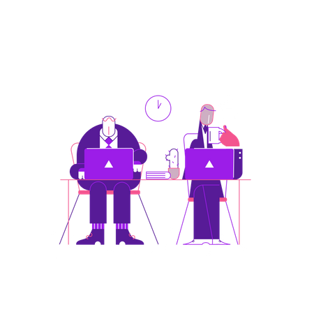 Office people working on desk  Illustration