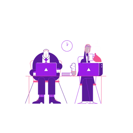 Office people working on desk  Illustration