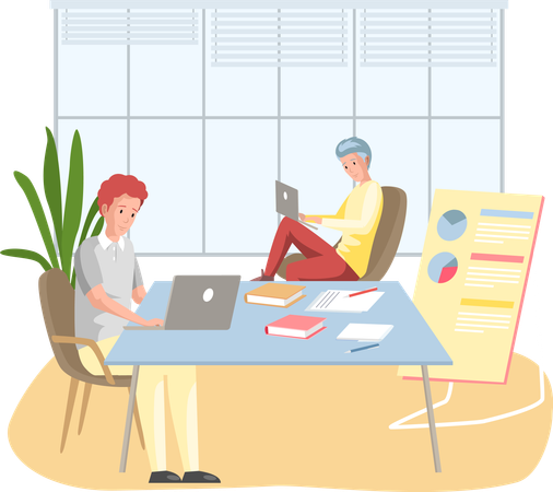 Office people works together for plan completion  Illustration