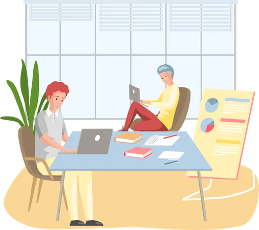 Office people works together for plan completion  Illustration