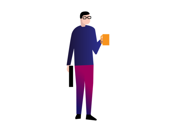 Office Person Holding Coffee cup Illustration