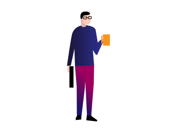 Office Person Holding Coffee cup  Illustration