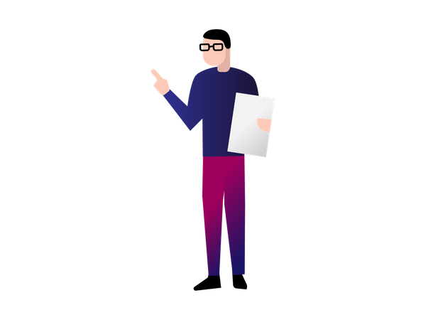 Office Person Holing paper and Pointing Something  Illustration