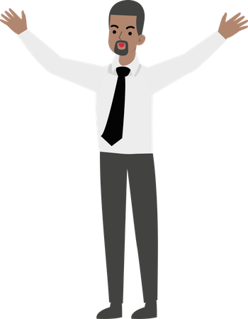 Office person Raising Both Hands  Illustration