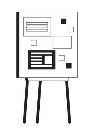 Office Presentation Board Tripod Black And White 2 D Cartoon Object Seminar Demonstration Office Equipment Isolated Vector Outline Item Easel Presentation Monochromatic Flat Spot Illustration 일러스트레이션