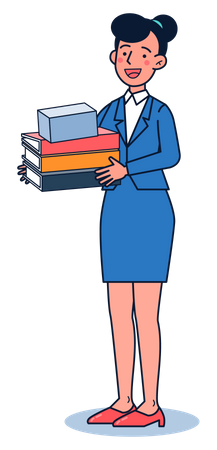 Office secretary holding pile of document Illustration