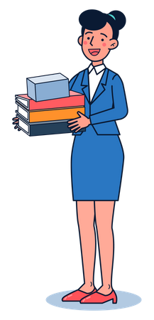 Office secretary holding pile of document  Illustration