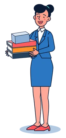 Office secretary holding pile of document  Illustration