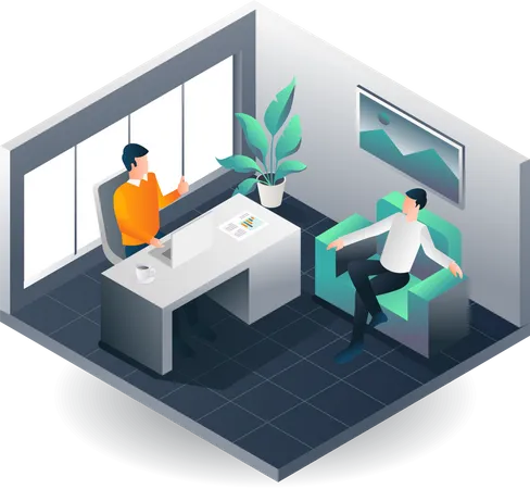 Conversation In The Office Space For Cooperation Illustration