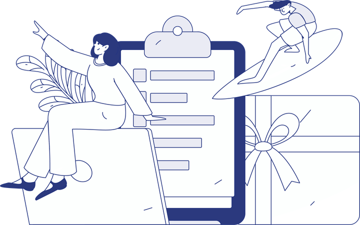 Office staff doing Customer Engagement  Illustration