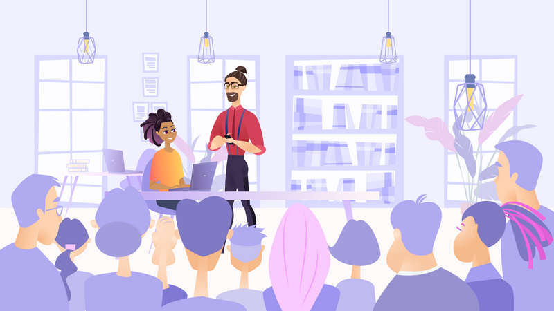 Office staff doing meeting  Illustration