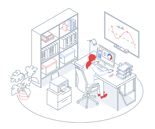 Office Staff Room  Illustration