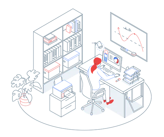 Office Staff Room  Illustration