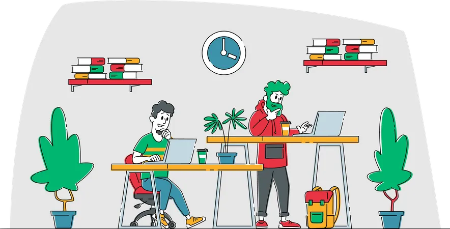 Creative Team Characters Make Site Or Web Interface Project Website Designer And Programmer Developer Meeting In Coworking Area Wireframe Develop Office Teamwork Linear People Vector Illustration Illustration
