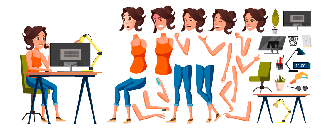 Office Worker Body Parts  Illustration