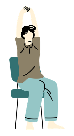 Office worker doing Office Exercise  イラスト