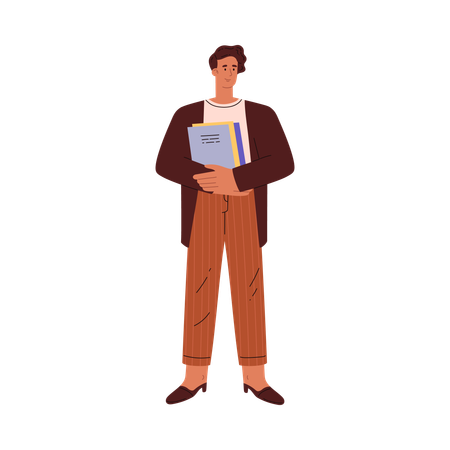 Office worker holding folder of documents  Illustration