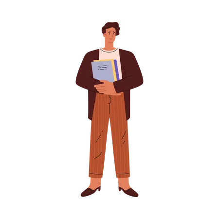 Office worker holding folder of documents  Illustration