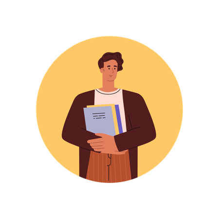 Office worker holding folder of documents  Illustration