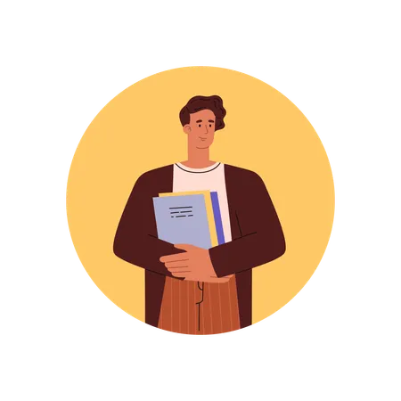 Office worker holding folder of documents  Illustration