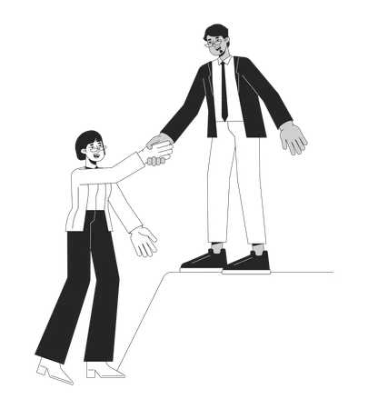 Office worker holds hand out colleague  イラスト