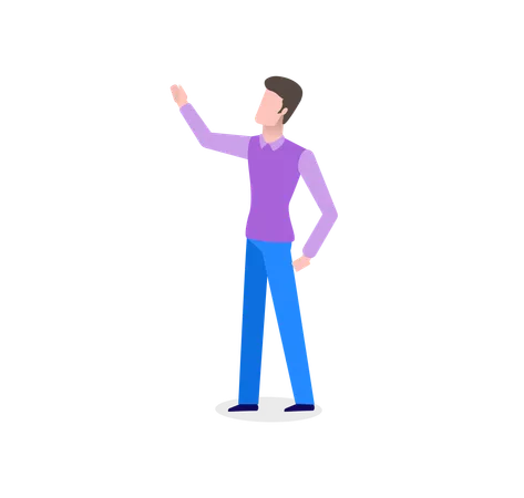 Office Worker Pointing Up with Hand  Illustration