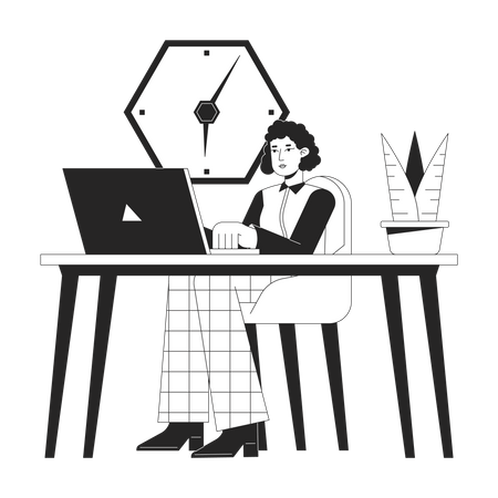Office worker sitting at desk  Illustration