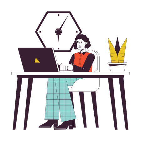 Office worker sitting at desk  Illustration