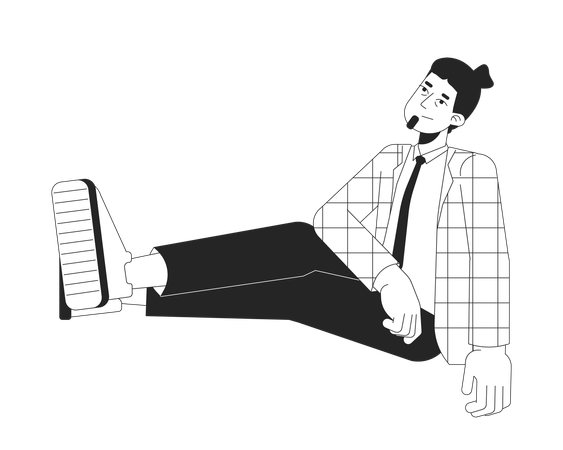 Office worker sitting high power pose  Illustration