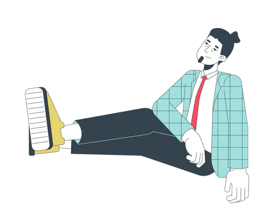 Office worker sitting high power pose  Illustration