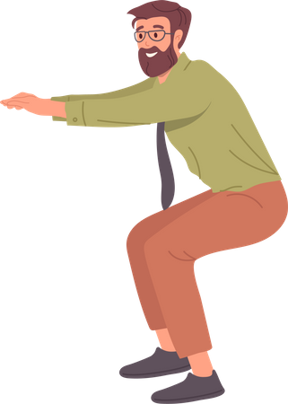 Office worker squatting standing  Illustration