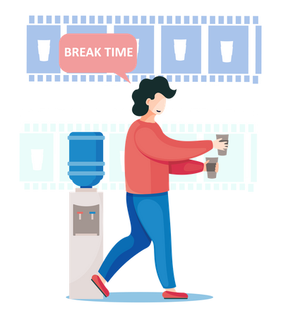 Office worker taking coffee break  イラスト