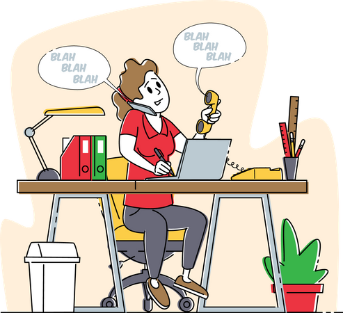 Office Worker Talking by Phone Illustration