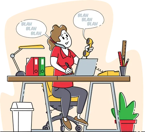 Office Worker Talking by Phone Illustration