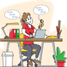 illustrations of office worker talking by phone