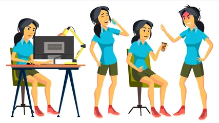 Office Worker Vector. Woman Illustration Pack