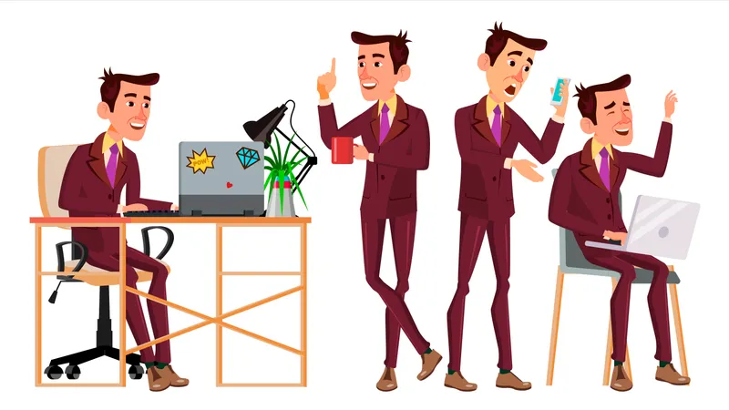 Office Worker With Working Gesture  Illustration