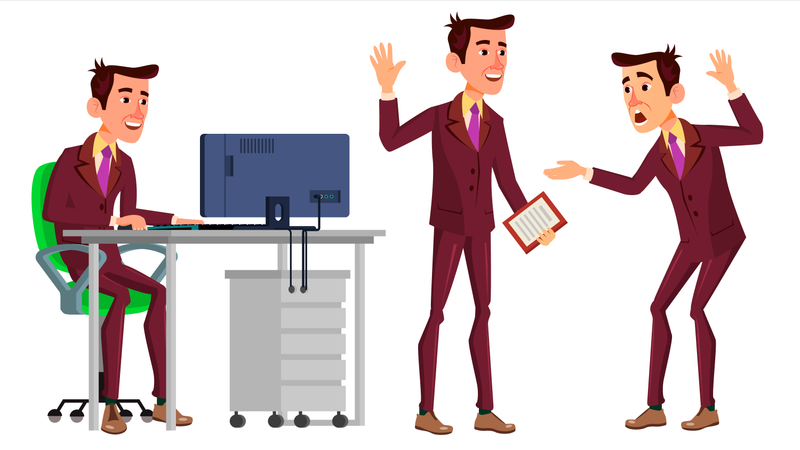 Office Worker With Working Gesture  Illustration