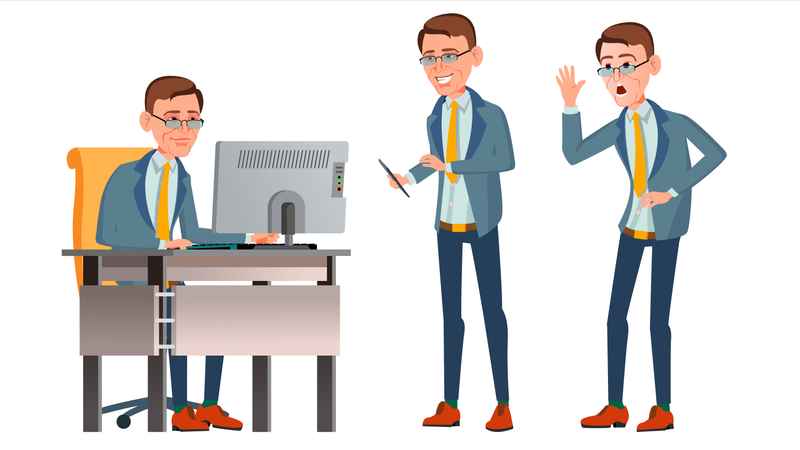 Office Worker With Working Gesture  Illustration