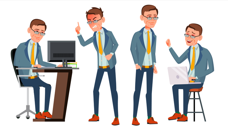 Office Worker With Working Gesture  Illustration